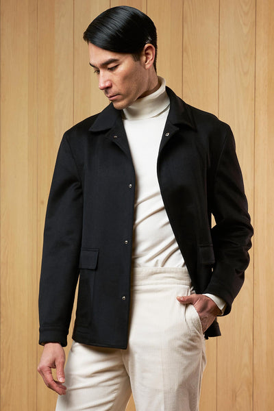 OVERSHIRT NEGRA DE CASHMERE - H&F - OVER SHIRT - OVERSHIRT NEGRA DE CASHMERE - HFJKAW24505CH - CH - 