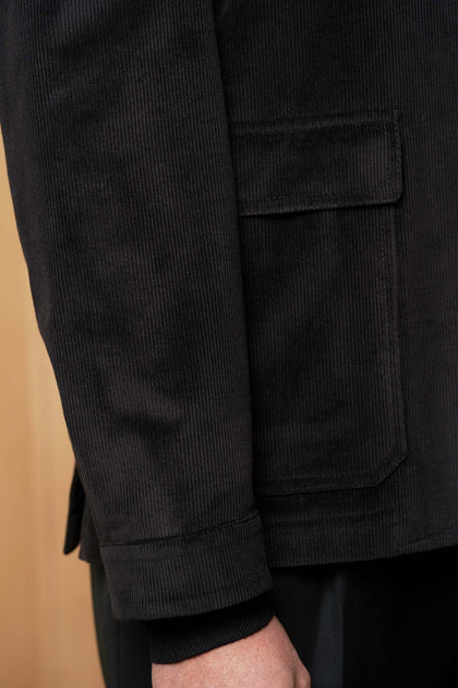 OVERSHIRT NEGRA DE PANA - H&F - OVER SHIRT - OVERSHIRT NEGRA DE PANA - HFJKAW24506CH - CH - 