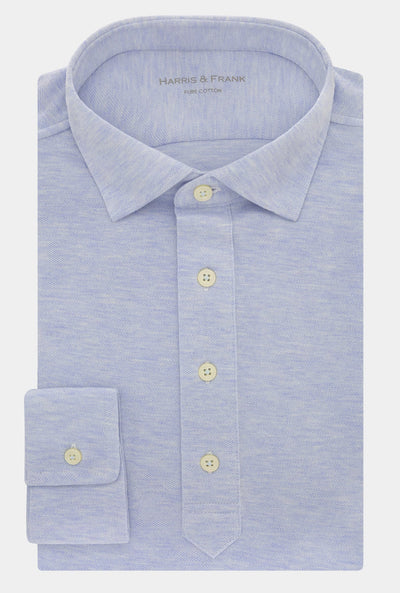 PLAYERA POLO PIQUE AZUL CLARO JASPEADO - H&F - PLAYERA POLO PIQUE -
