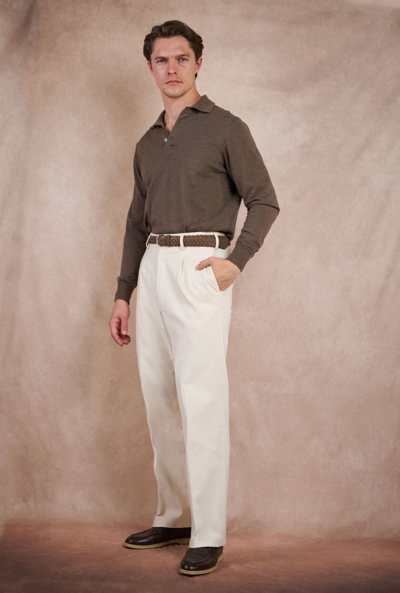 POLO LANA MERINO TAUPE AW2502 - H&F - PLAYERA POLO - POLO LANA MERINO TAUPE AW2502 - HFPOAW2502CH - CH - 