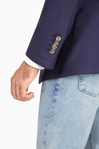 SACO AZUL MARINO TEJIDO DE CANASTA - H&F - SACO - SACO AZUL MARINO TEJIDO DE CANASTA - HFSTSS2439844 - 44 - 