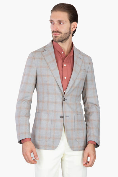 SACO GRIS PRÍNCIPE DE GALES NARANJA - H&F - SACO - SACO GRIS PRÍNCIPE DE GALES NARANJA - HFSTSS2440146 - 46 - 