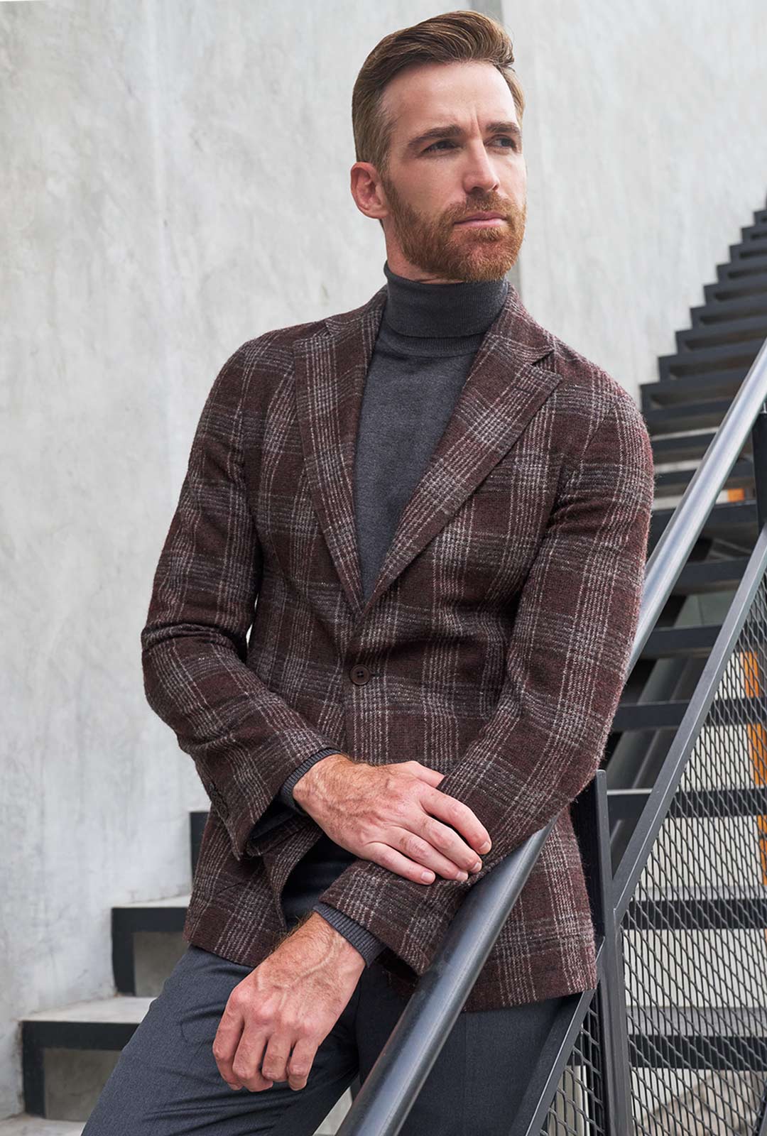 SACO LADRILLO DE CUADROS - H&F - SACO - SACO LADRILLO DE CUADROS - HFSTAW230846 - 46 - 