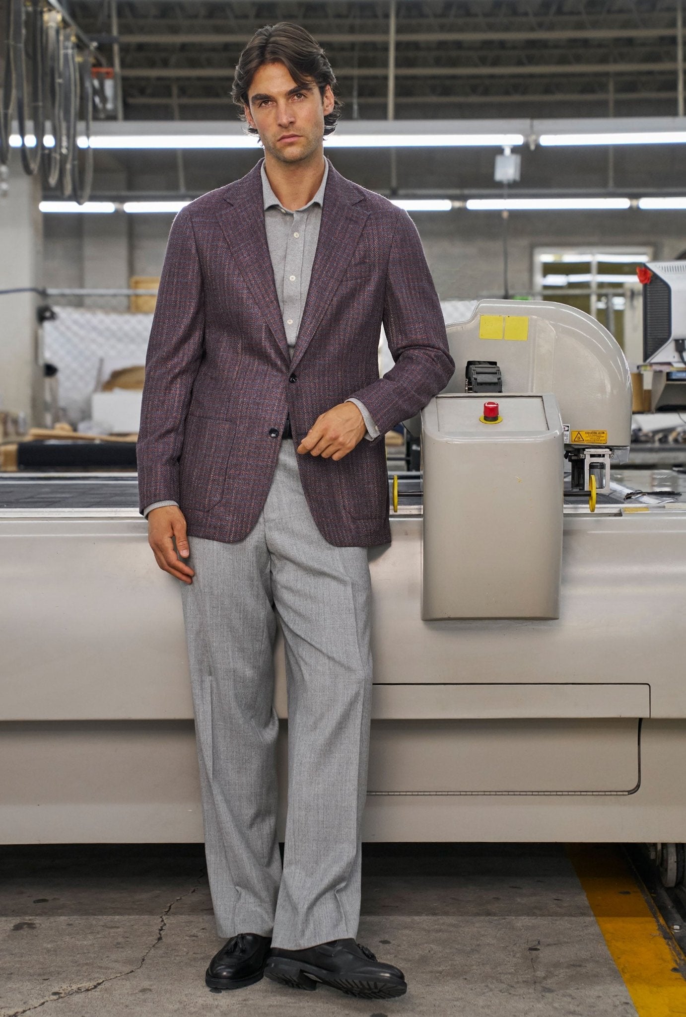 Saco Recto Burgundy - Cuadros - H&F - SACO - Saco Recto Burgundy - Cuadros - HFSTAW2563946 - 46 - 