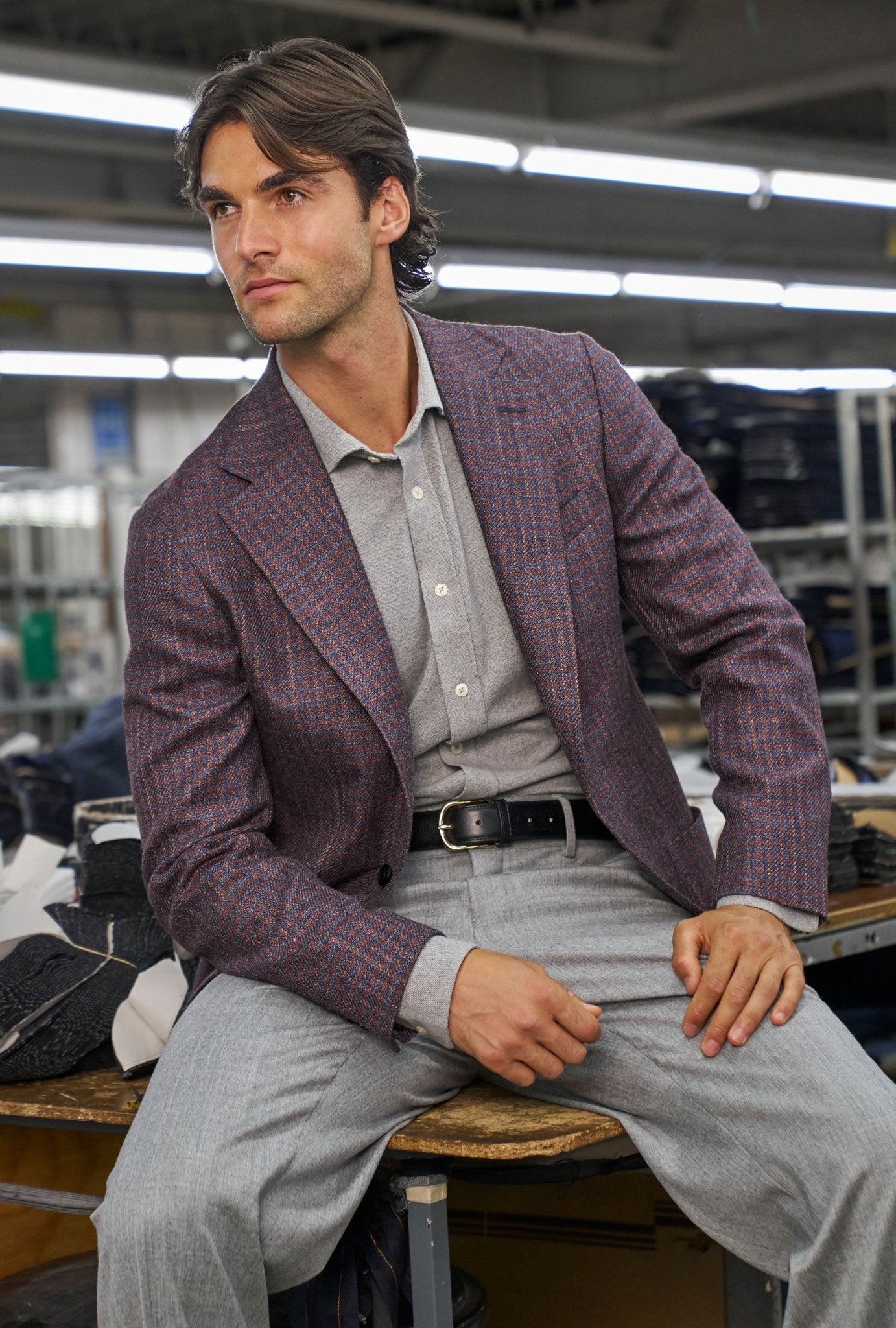 Saco Recto Burgundy - Cuadros - H&F - SACO - Saco Recto Burgundy - Cuadros - HFSTAW2563946 - 46 - 