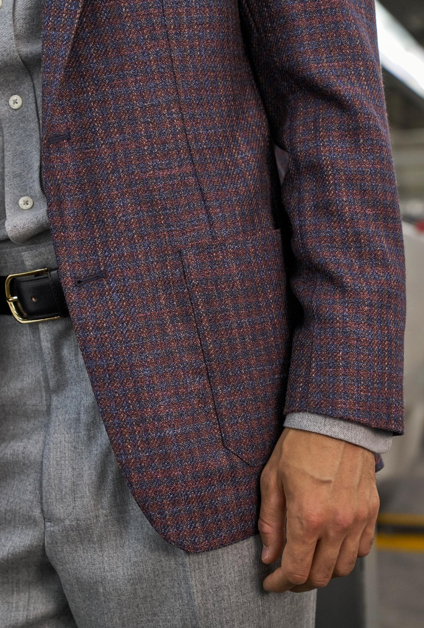 Saco Recto Burgundy - Cuadros - H&F - SACO - Saco Recto Burgundy - Cuadros - HFSTAW2563946 - 46 - 