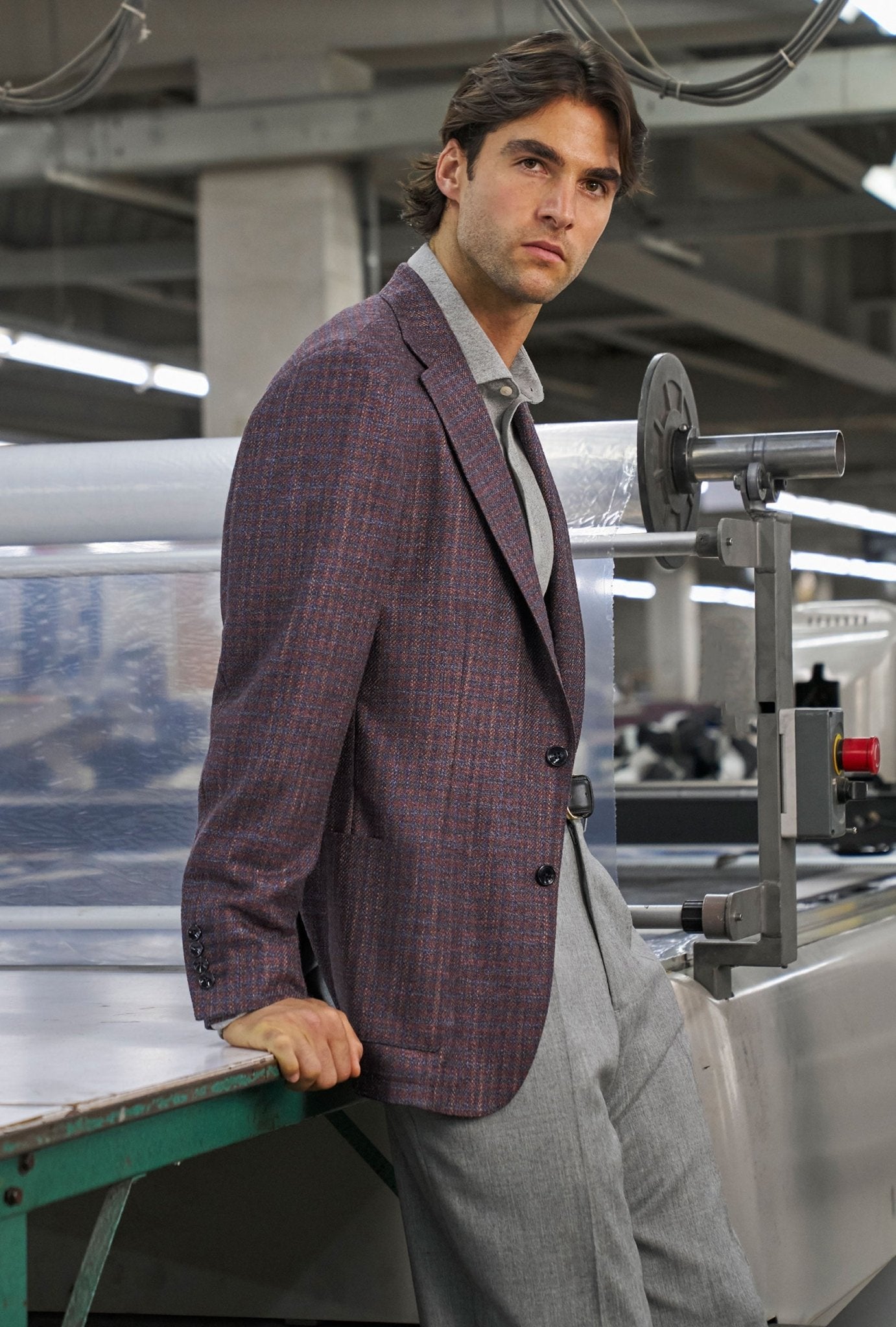 Saco Recto Burgundy - Cuadros - H&F - SACO - Saco Recto Burgundy - Cuadros - HFSTAW2563946 - 46 - 