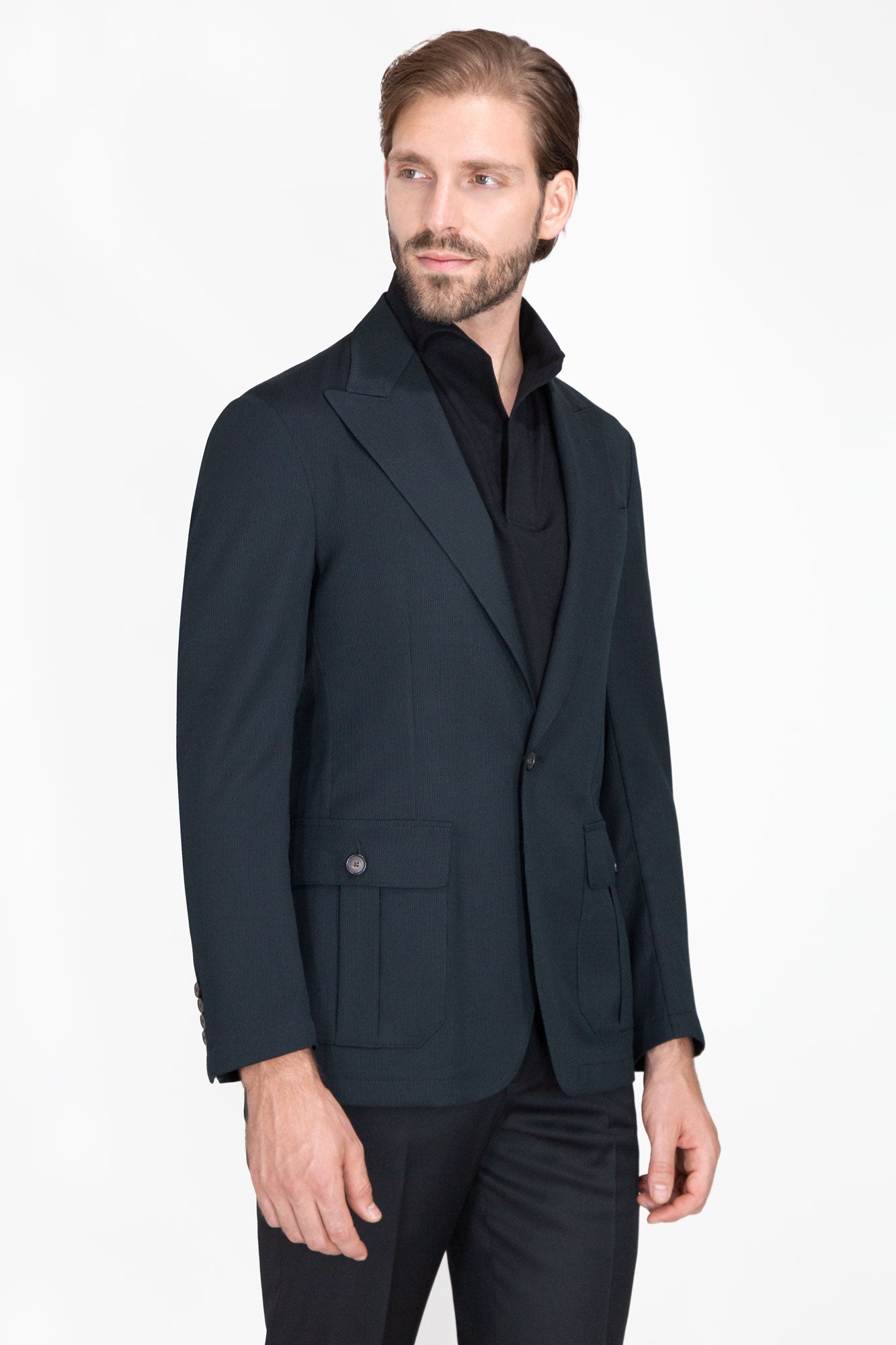 SACO VERDE OBSCURO RAYA TEXTURA - H&F - SACO - SACO VERDE OBSCURO RAYA TEXTURA - HFSTAW231246 - 46 - 