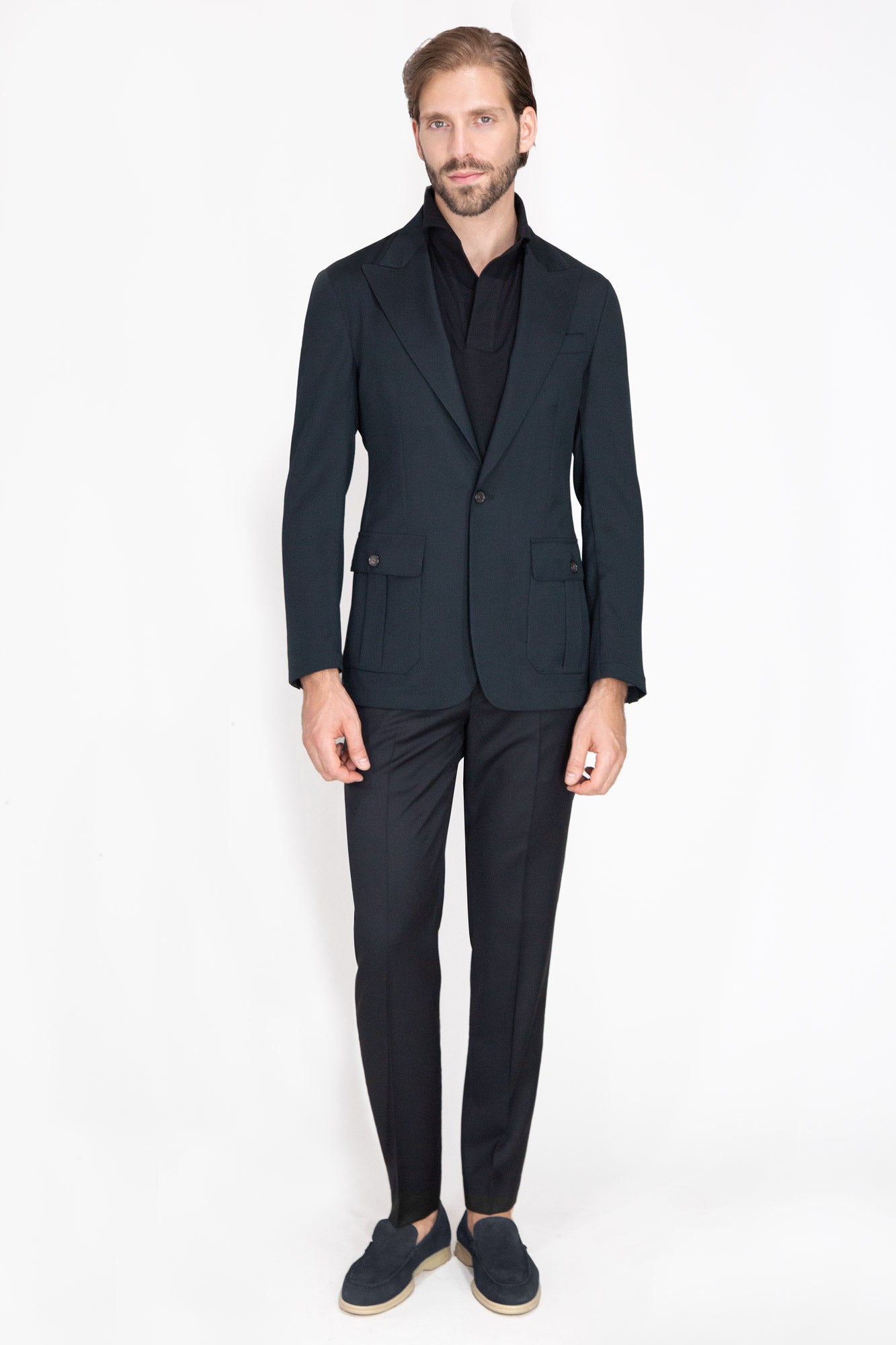 SACO VERDE OBSCURO RAYA TEXTURA - H&F - SACO - SACO VERDE OBSCURO RAYA TEXTURA - HFSTAW231246 - 46 - 