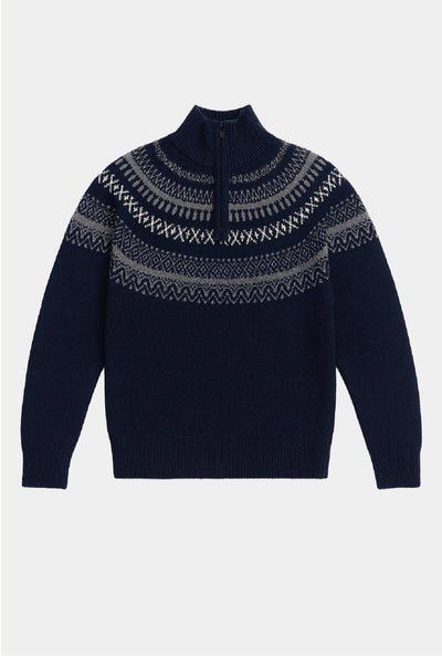 SWEATER AZUL CON CIERRE LANA CASHMERE - H&F - SUETER - SWEATER AZUL CON CIERRE LANA CASHMERE - HFSWAW2503CH - CH - 