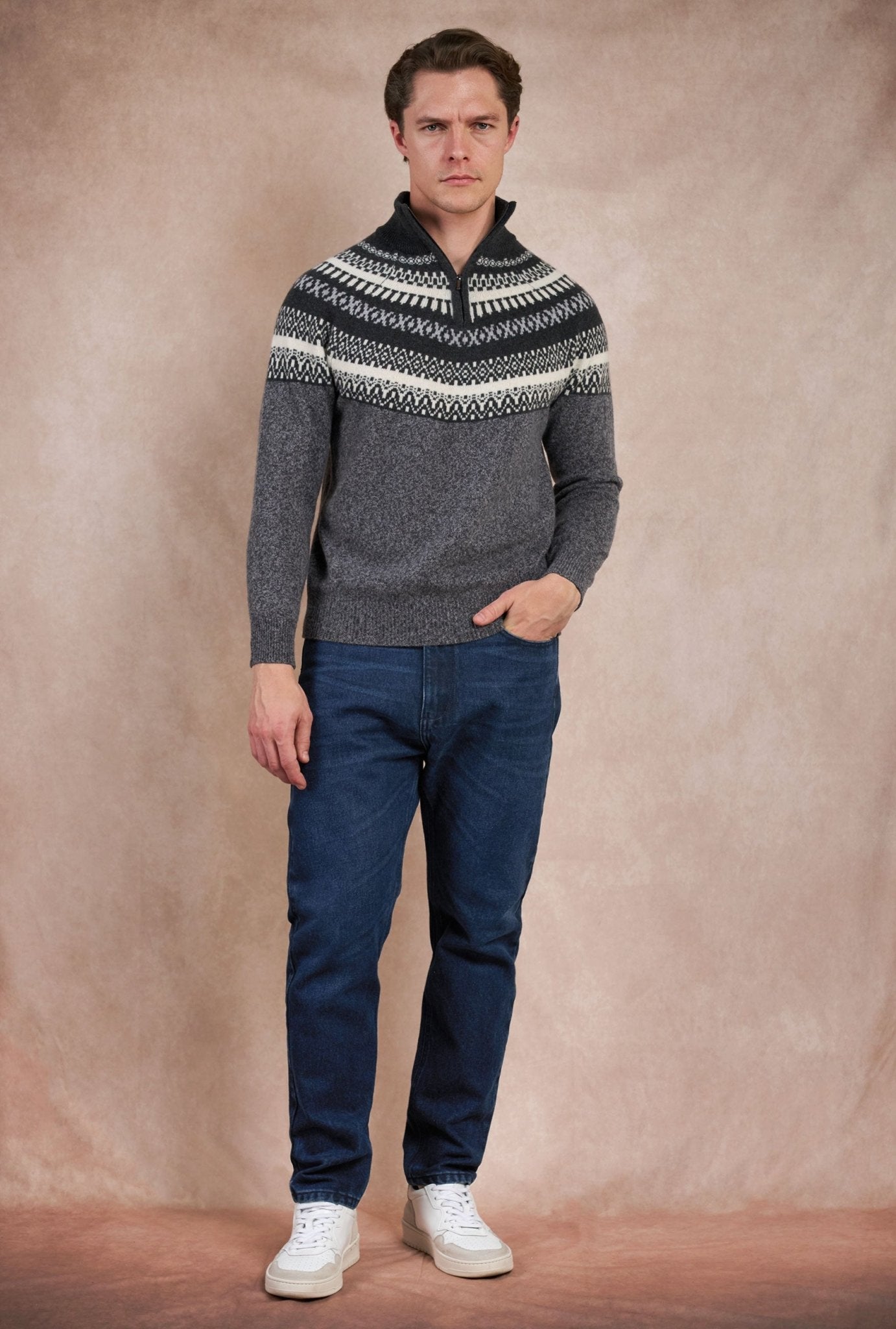 SWEATER CON CIERRE LANA CASHMERE OXFORD W2504 - H&F - SUETER - SWEATER CON CIERRE LANA CASHMERE OXFORD W2504 - HFSWAW2504CH