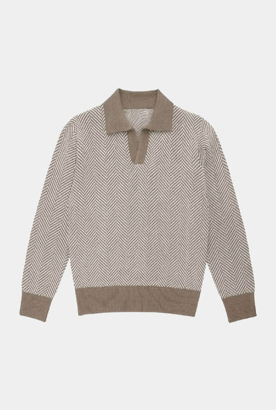 SWEATER TIPO POLO LANA CASHMERE ARENA  - H&F - SUETER - SWEATER TIPO POLO LANA CASHMERE ARENA  - HFSWAW2502CH - CH - 