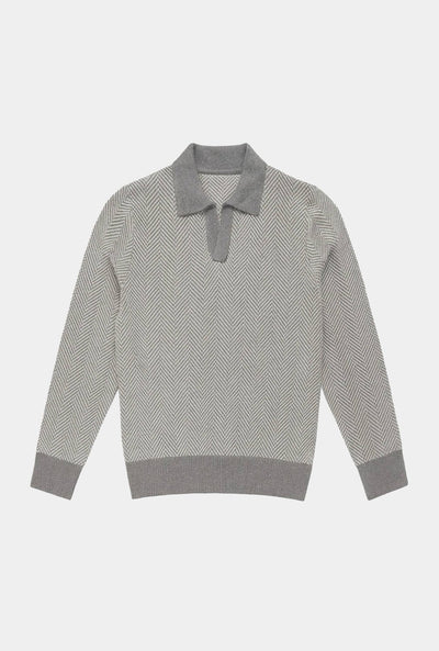 SWEATER TIPO POLO LANA CASHMERE GRIS - H&F - SUETER - SWEATER TIPO POLO LANA CASHMERE GRIS - HFSWAW2501CH - CH - 