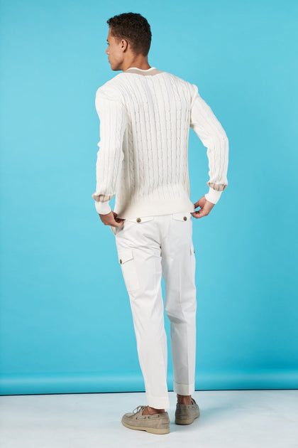 Sweater Trenzado Off White con Café - H&F - SUETER - Sweater Trenzado Off White con Café - HFSWSS2502CH - CH - 