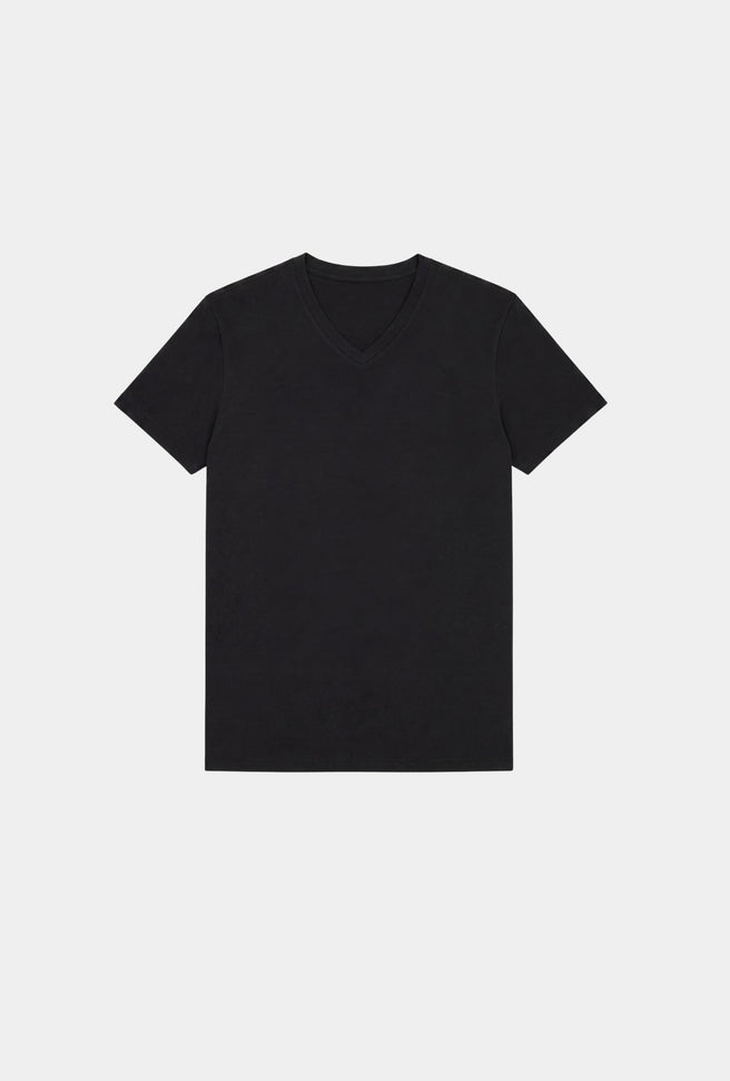 T-SHIRT NEGRA CUELLO V 100% CO - H&F - T-SHIRT - T-SHIRT NEGRA CUELLO V 100% CO - HFTS2006XCH - XCH - 