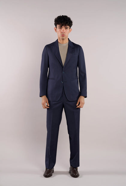 Traje Azul Marino Líneas Marrón - H&F - TRAJE - Traje Azul Marino Líneas Marrón - HFTTSS2669446 - 46 - 
