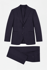 Traje Azul Marino Líneas Marrón