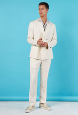 Beige Suit Brown Stripes 25607