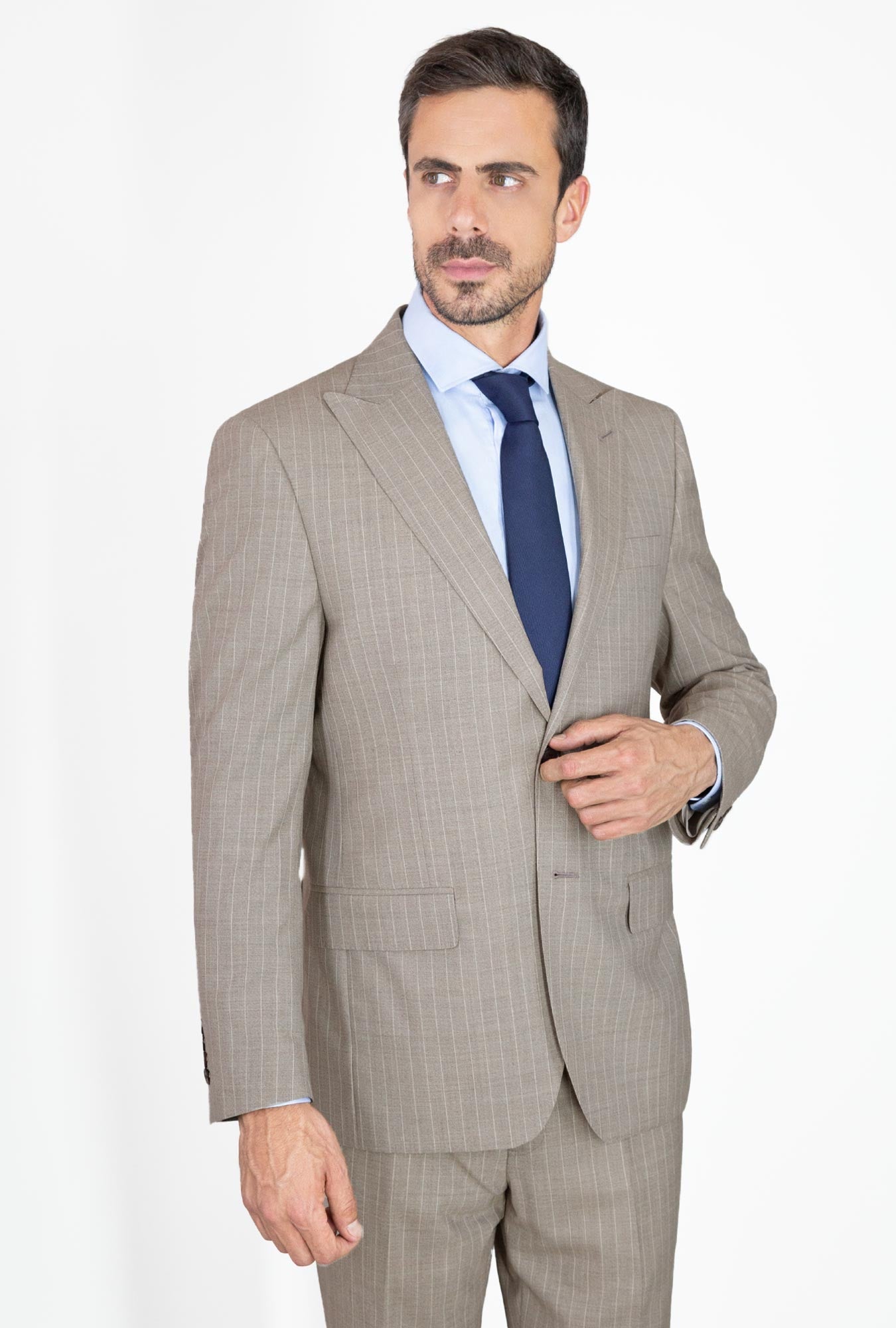 TRAJE CAFÉ RAYA BLANCA - H&F - TRAJE - TRAJE CAFÉ RAYA BLANCA - HFTTSS231046 - 46 - 