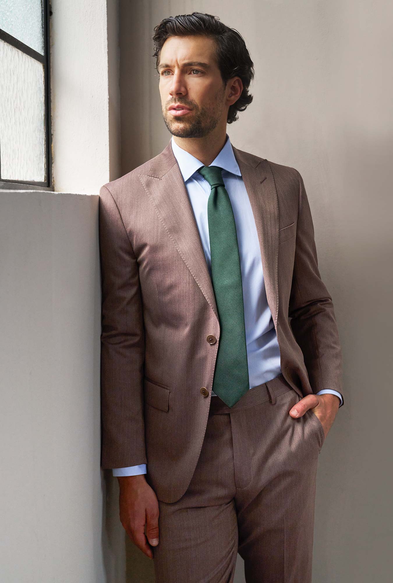 TRAJE CAFÉ TEJIDO DE PALMA - H&F - TRAJE - TRAJE CAFÉ TEJIDO DE PALMA - HFTTAW231046 - 46 - 