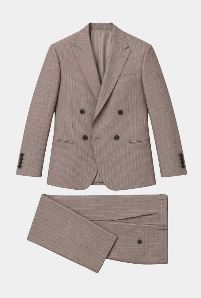 Traje Marrón Raya Blanca - H&F - TRAJE - Traje Marrón Raya Blanca - HFTTSS2560346 - 46 - 