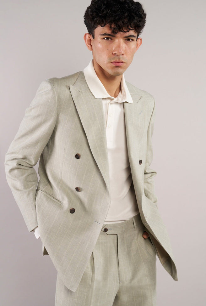 Traje Sage Green Líneas Blancas - H&F - TRAJE - Traje Sage Green Líneas Blancas - HFTTSS2670546 - 46 - 