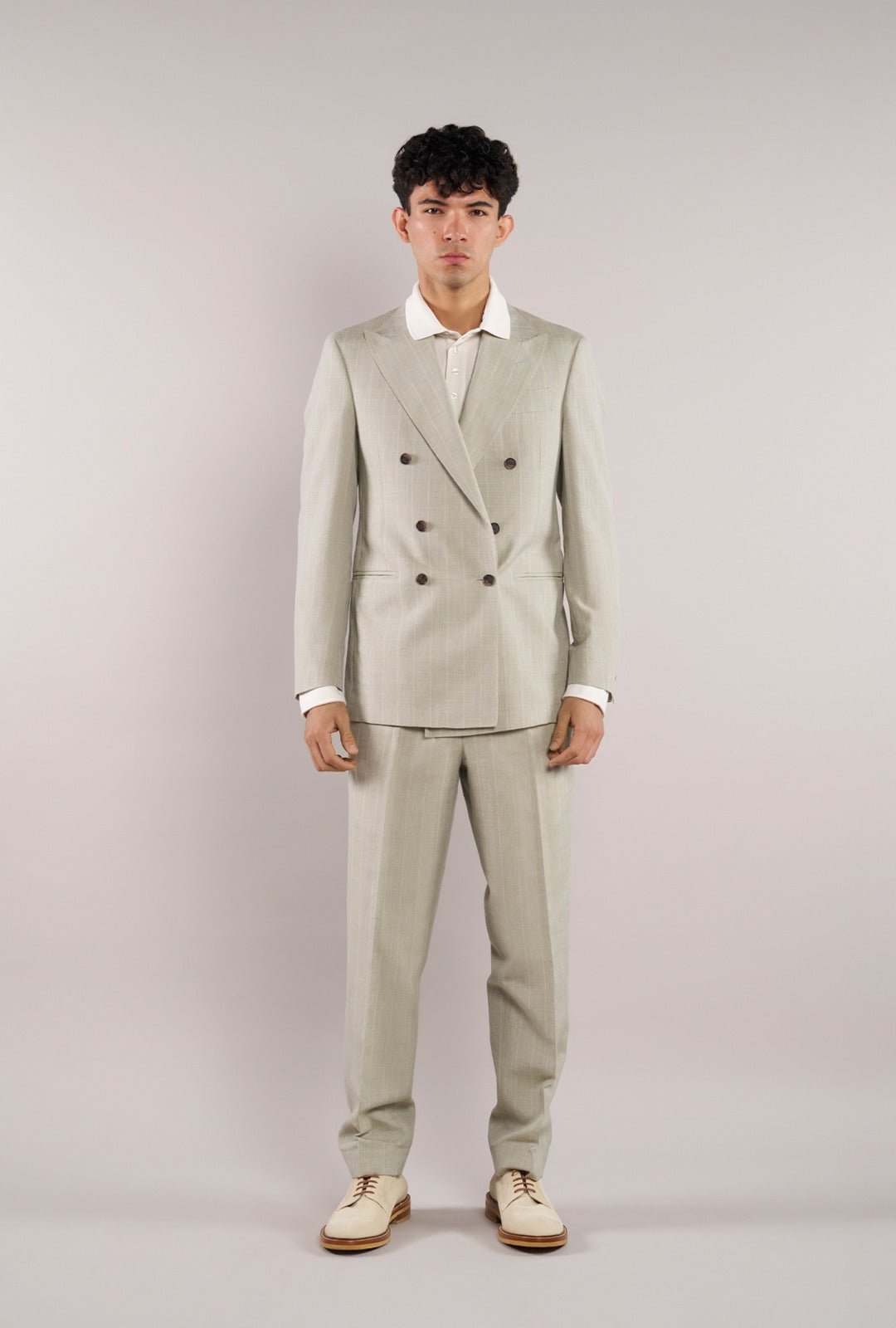 Traje Sage Green Líneas Blancas - H&F - TRAJE - Traje Sage Green Líneas Blancas - HFTTSS2670546 - 46 - 