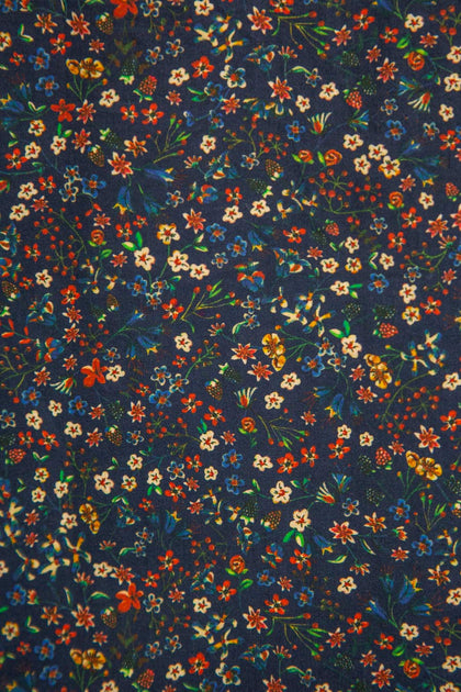 CAMISA AZUL NAVY CON ESTAMPADO DE FLORES MINIATURA - H&F - LIBERTY -