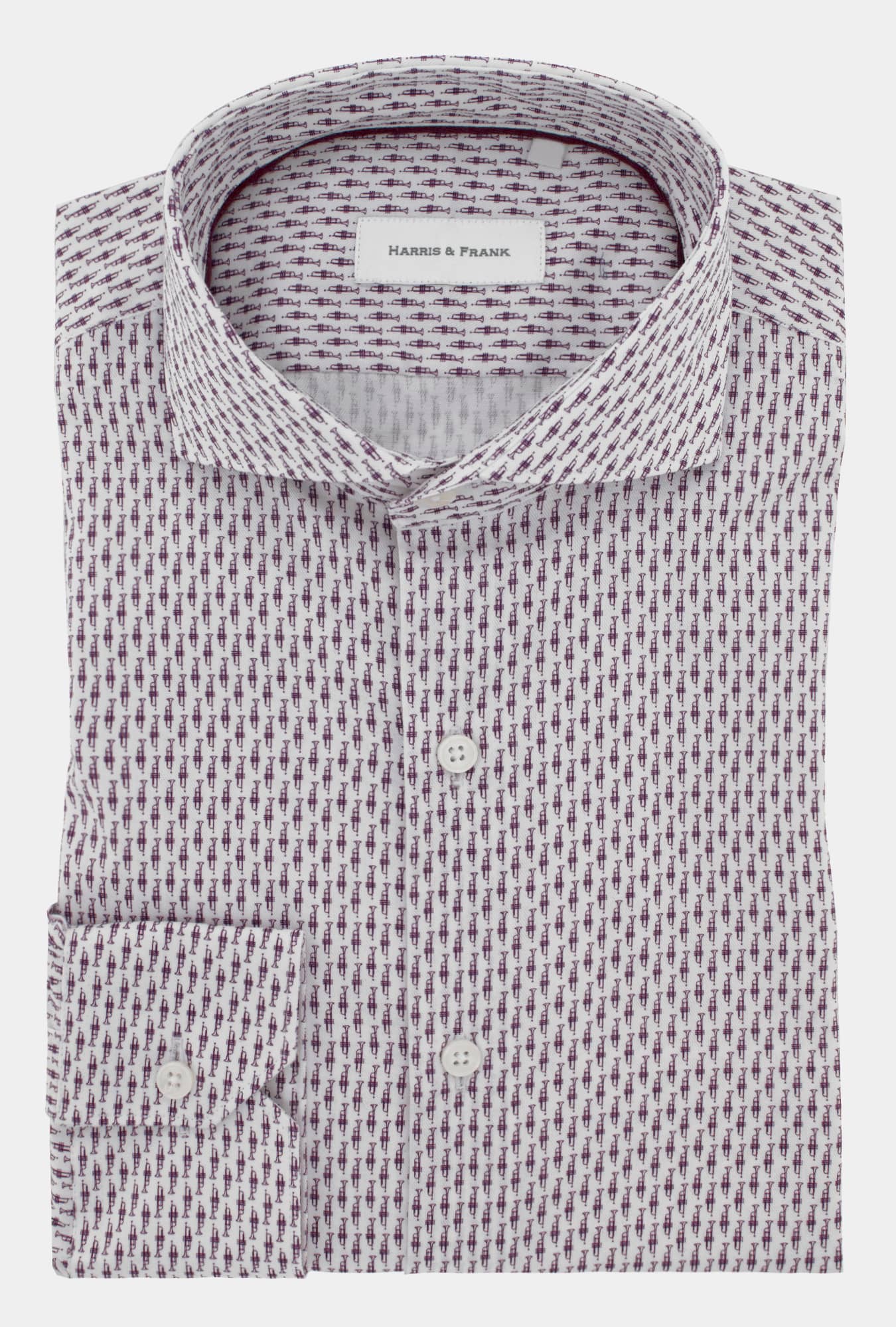 CAMISA BLANCA CON ESTAMPADO DE TROMPETAS - H&F - COLECCION -