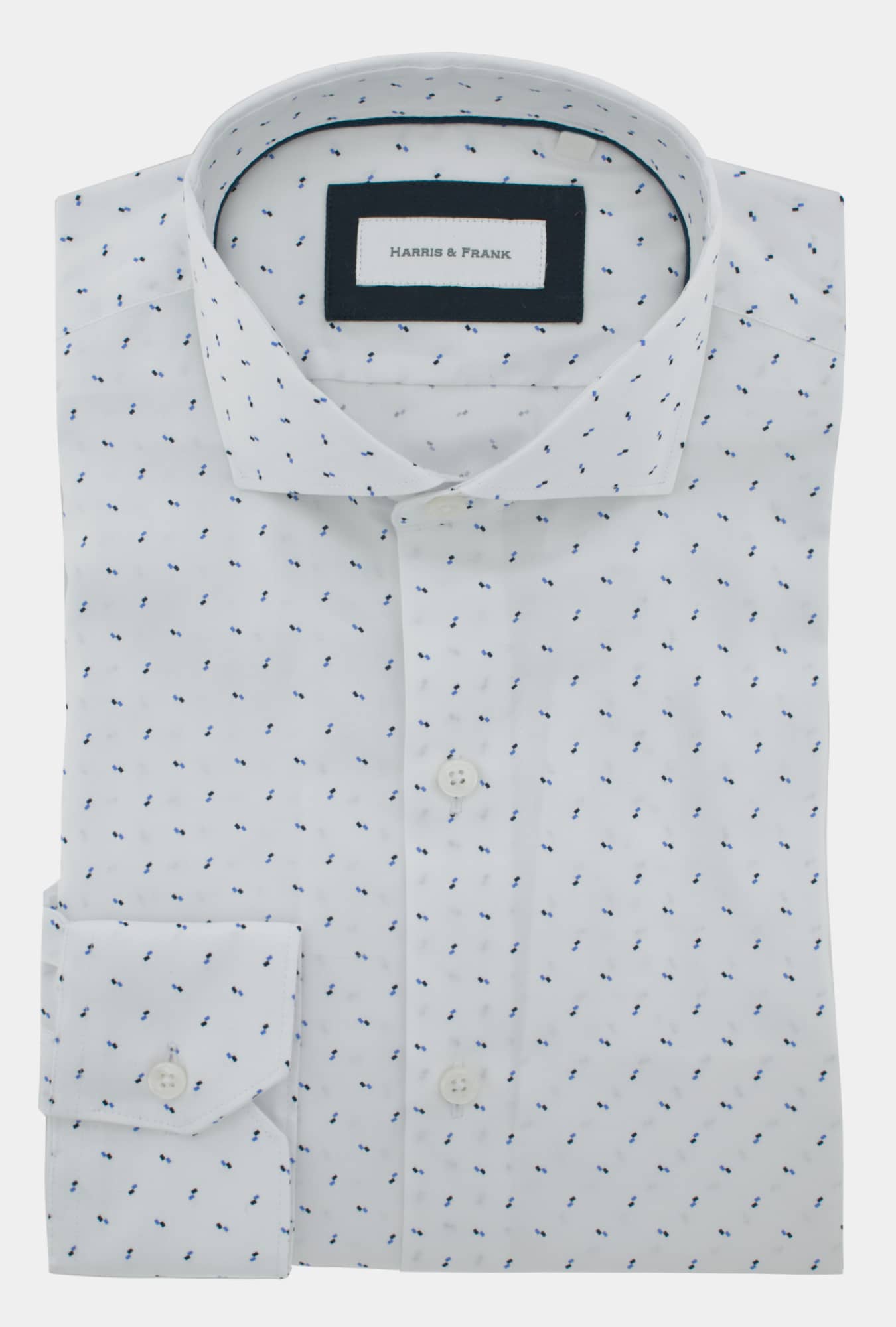CAMISA BLANCA DE FIGURAS AZULES - H&F - COLECCION - CAMISA BLANCA DE FIGURAS AZULES - HFCTAW2014145 - 14.5 - 