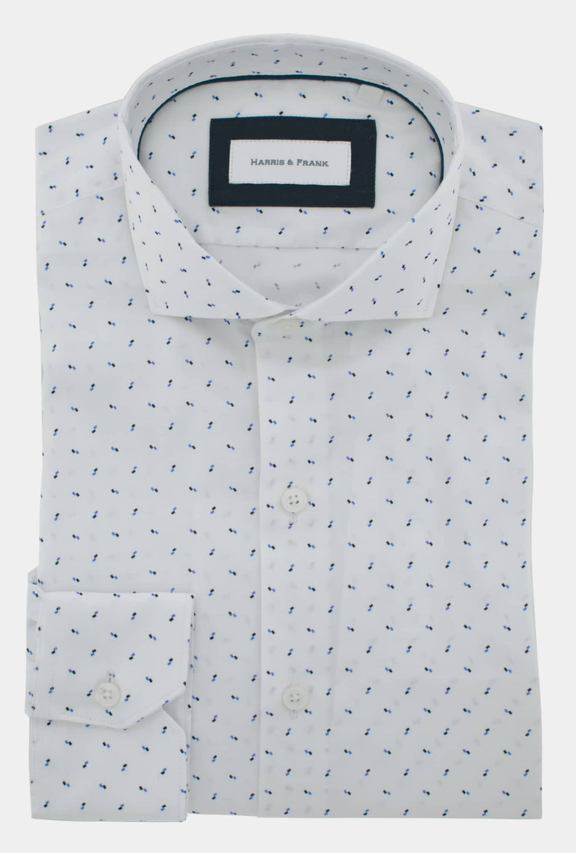 CAMISA BLANCA DE FIGURAS AZULES - H&F - COLECCION - CAMISA BLANCA DE FIGURAS AZULES - HFCTAW2014145 - 14.5 - 