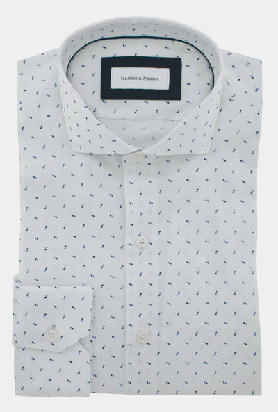 CAMISA BLANCA DE FIGURAS AZULES - H&F - COLECCION - CAMISA BLANCA DE FIGURAS AZULES - HFCTAW2014145 - 14.5 - 