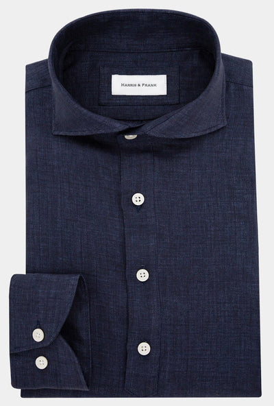 CAMISA DE 4 BOTONES AZUL MARINO JASPEADA - H&F - 4 BOTONES - CAMISA DE 4 BOTONES AZUL MARINO JASPEADA - HFCTSS2320145 - 14.5 - 