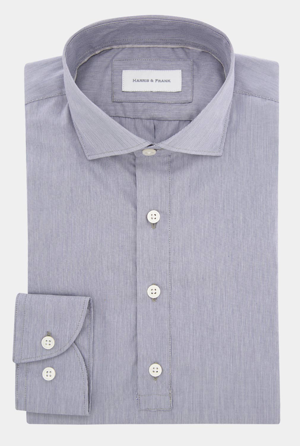 CAMISA DE 4 BOTONES BLANCA MIL RAYAS AZUL - H&F - 4 BOTONES -