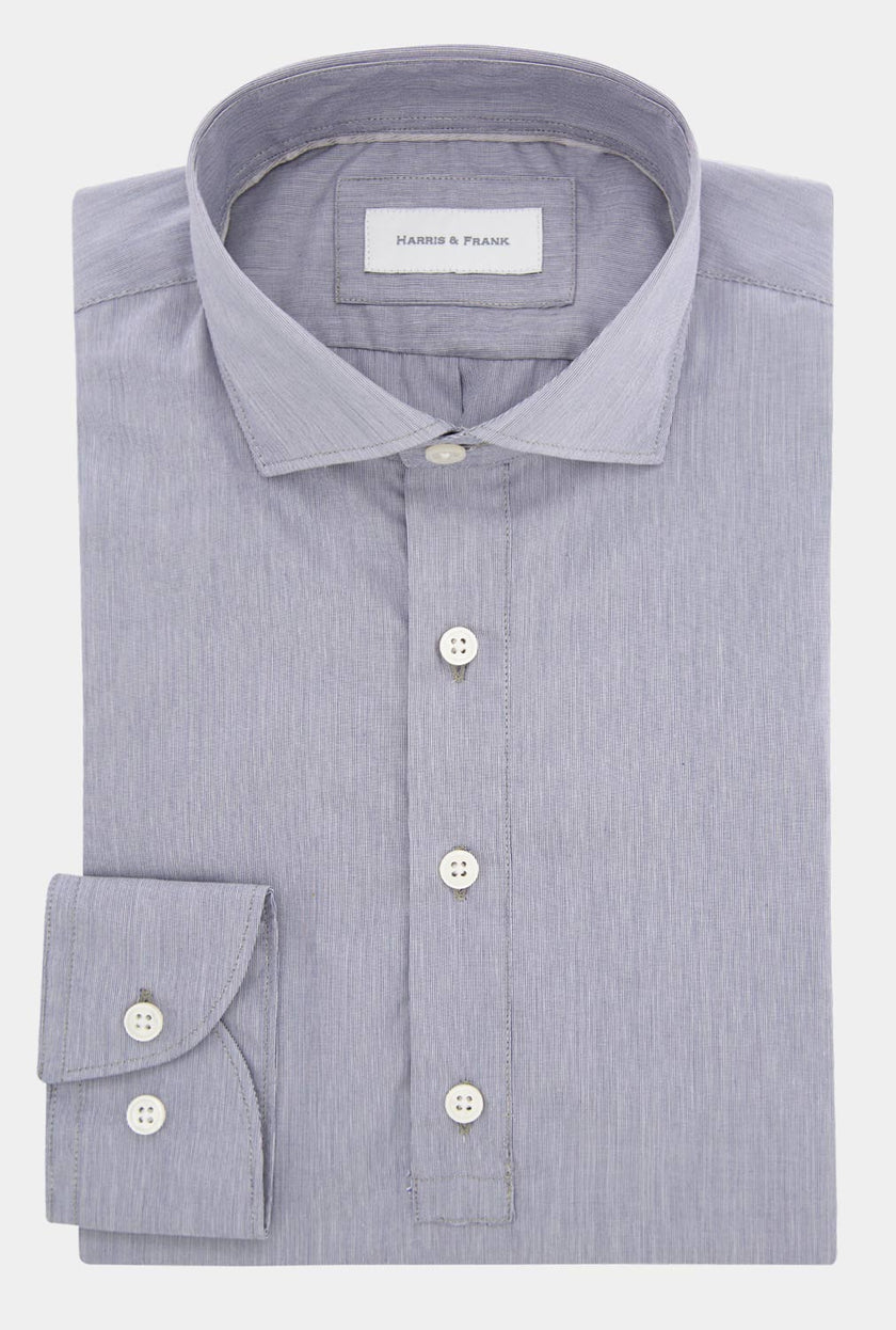 CAMISA DE 4 BOTONES BLANCA MIL RAYAS AZUL - H&F - 4 BOTONES -