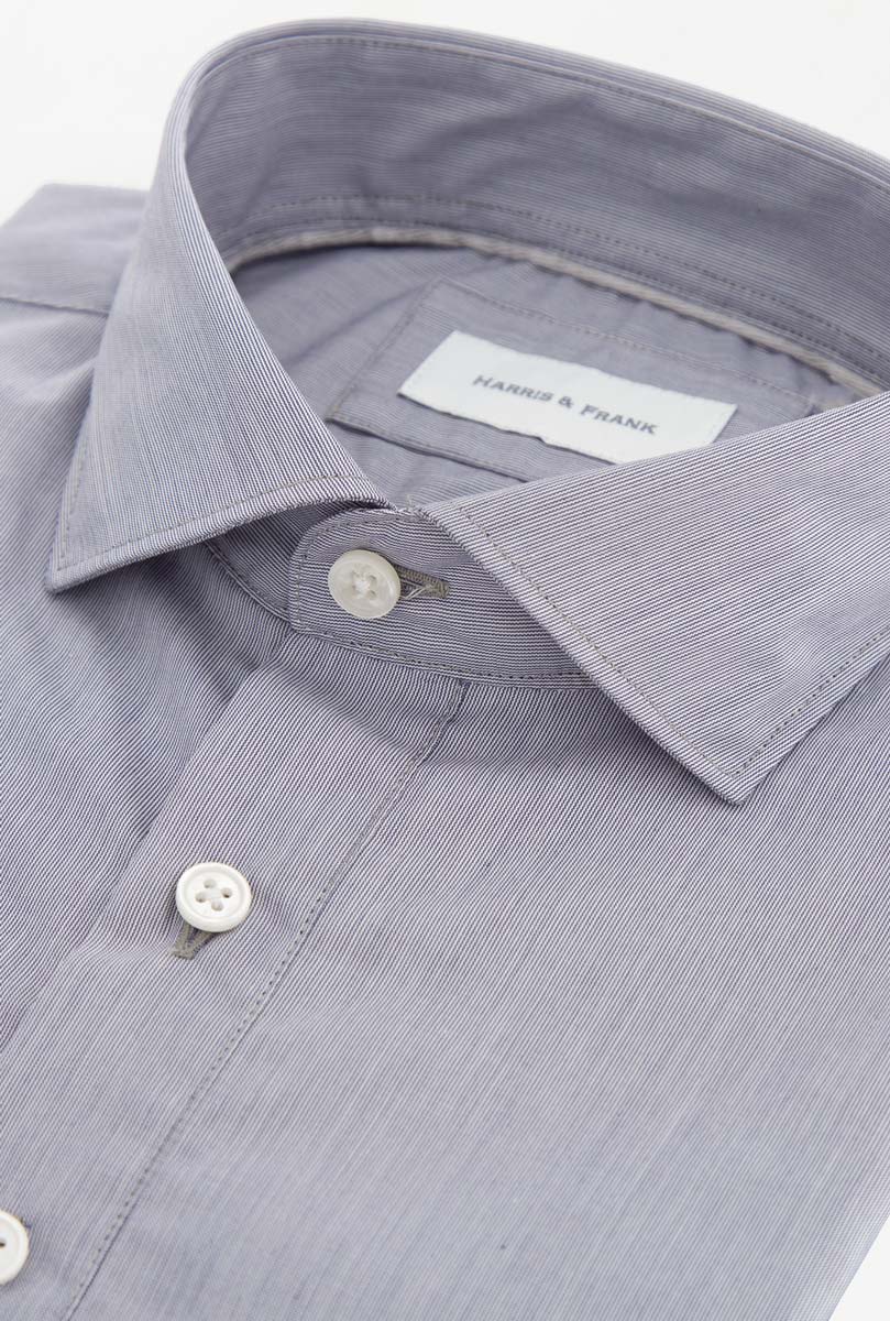 CAMISA DE 4 BOTONES BLANCA MIL RAYAS AZUL - H&F - 4 BOTONES -