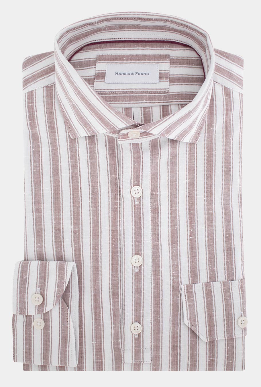 CAMISA DE 4 BOTONES BLANCA RAYAS VINO - H&F - 4 BOTONES - CAMISA DE 4 BOTONES BLANCA RAYAS VINO - HFCTSS2239145 - 145 - 