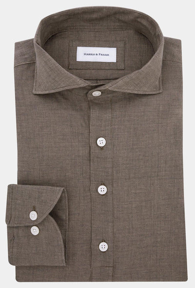 CAMISA DE 4 BOTONES CAFÉ JASPEADA - H&F - 4 BOTONES - CAMISA DE 4 BOTONES CAFÉ JASPEADA - HFCTSS2317145 - 14.5 - 