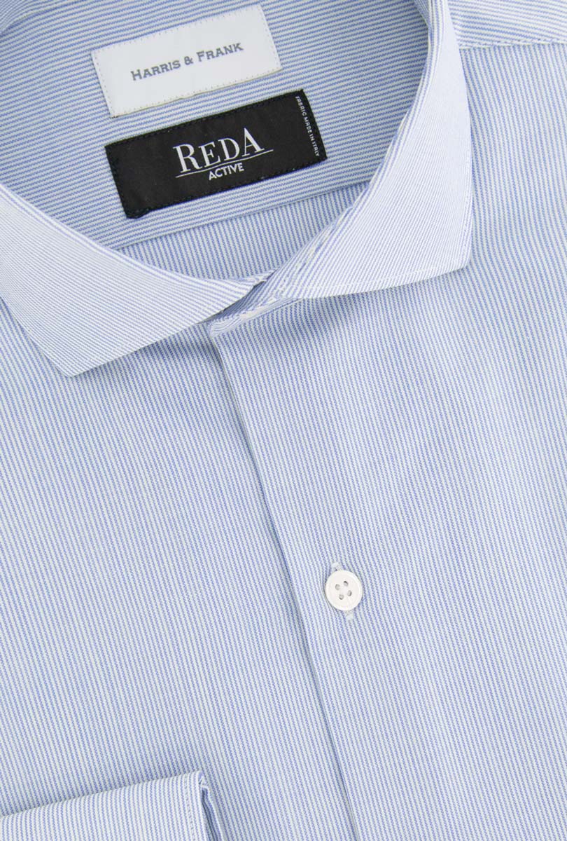 CAMISA DE LANA MIL RAYAS BLANCA Y AZUL - H&F - COLECCION - CAMISA DE LANA MIL RAYAS BLANCA Y AZUL - HFCTSS2118145 - 14.5 - 