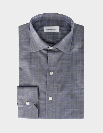 CAMISA PIRNCIPE DE GALES GRIS CON AZUL - H&F - COLECCION - harris and frank - HFCTAW1831145 - 14.5 - 