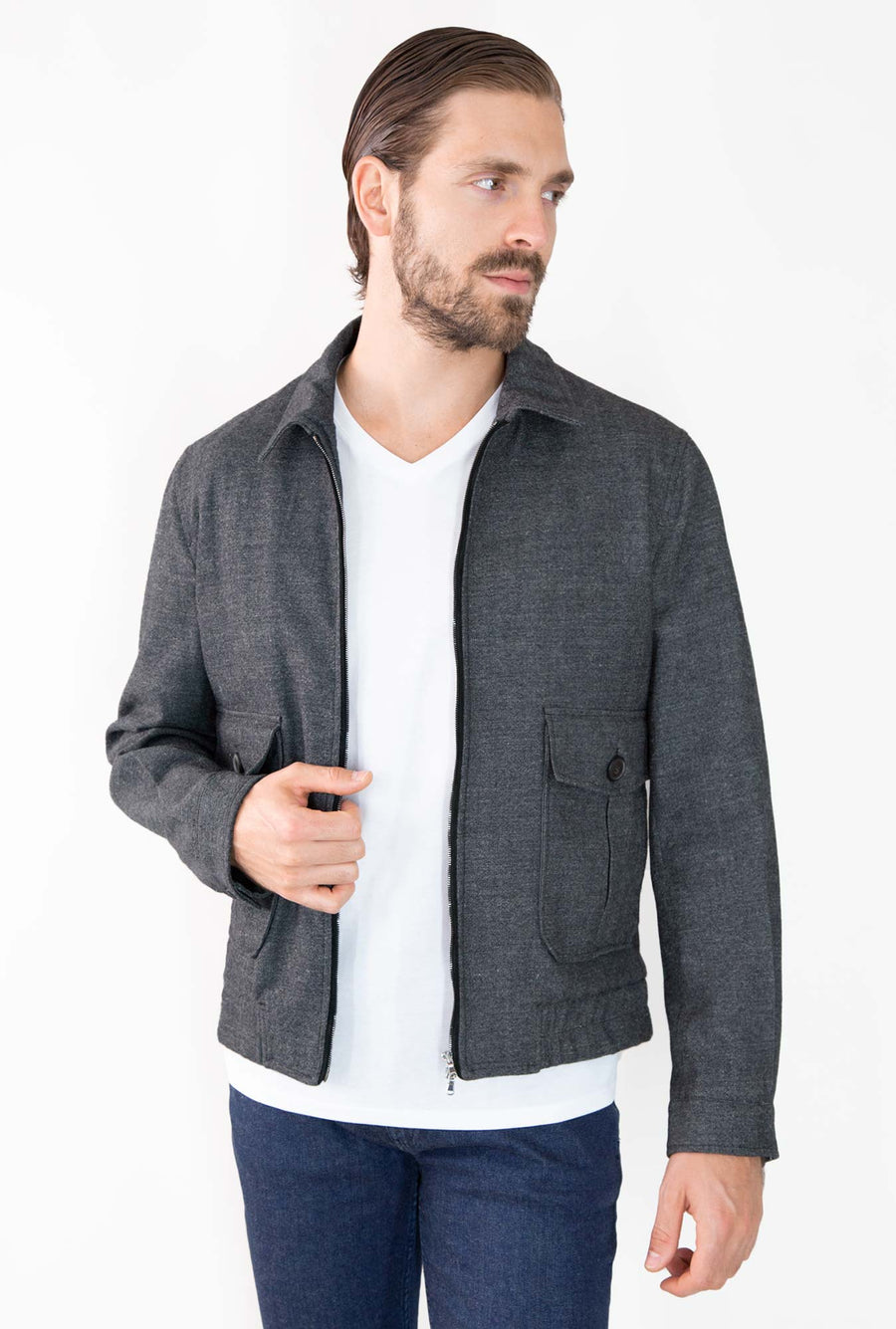 GREY AVIATOR JACKET