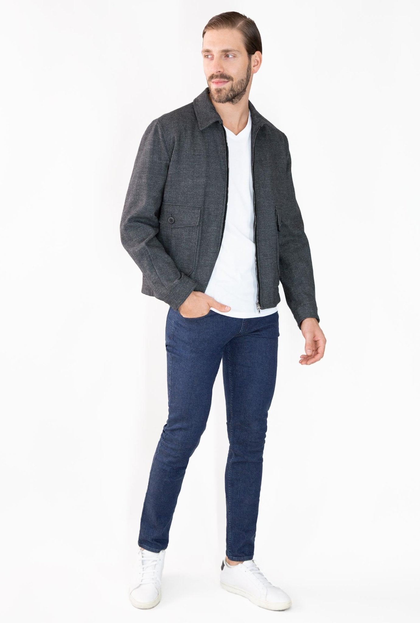 CHAMARRA AVIADOR GRIS - H&F - CHAMARRA - CHAMARRA AVIADOR GRIS - HFJKAW220546 - CH - 