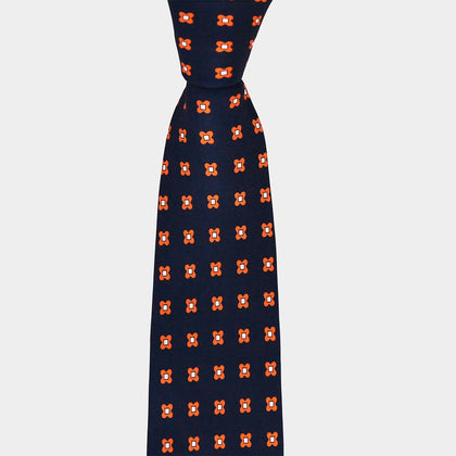 HFCOR2418 AZUL FLOR NARANJA - H&F - CORBATA - HFCOR2418 AZUL FLOR NARANJA - HFCOR2418 - 