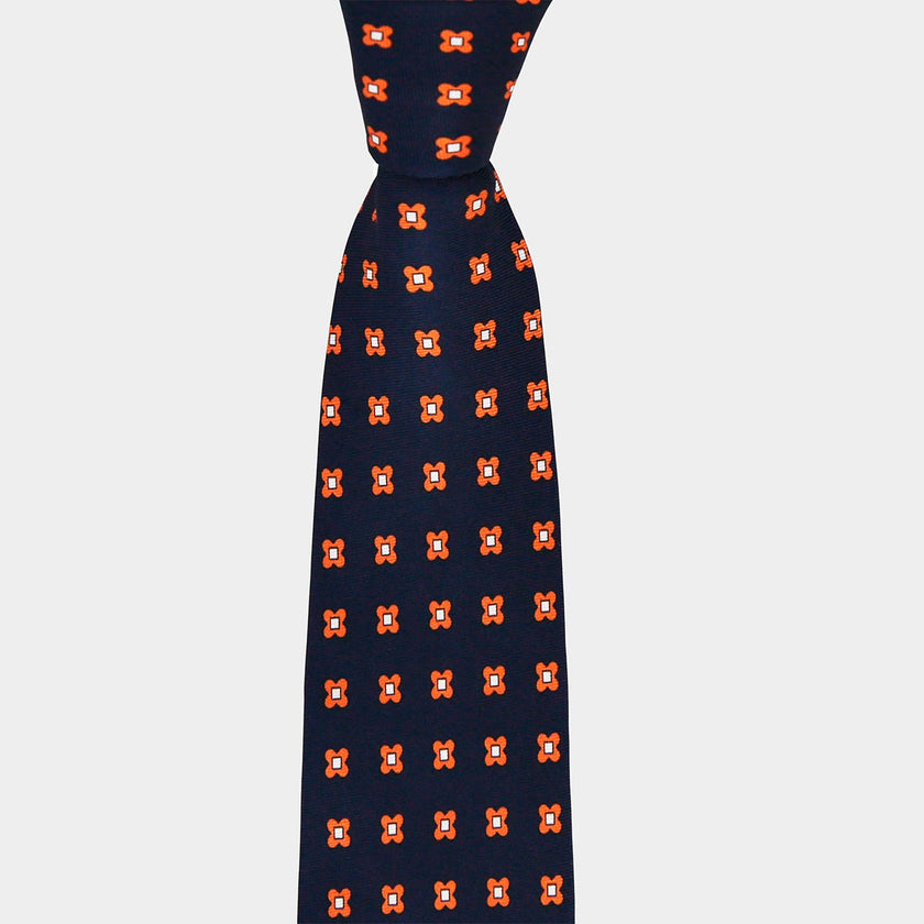 HFCOR2418 AZUL FLOR NARANJA - H&F - CORBATA - HFCOR2418 AZUL FLOR NARANJA - HFCOR2418 - 