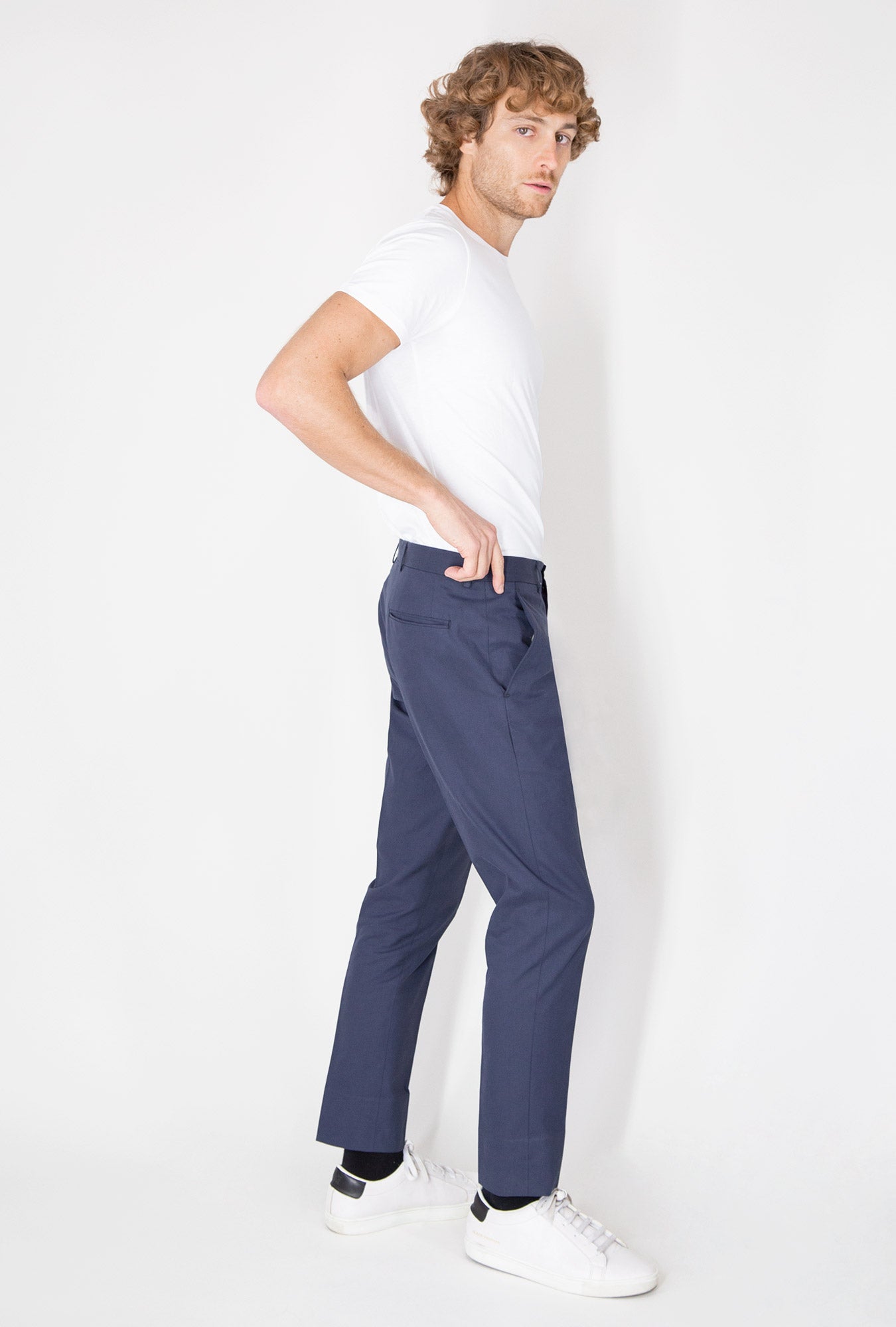 PANTALÓN AZUL MARINO 100% ALGODÓN - H&F - PANTALON - PANTALÓN AZUL MARINO 100% ALGODÓN - HFPTSS221938 - 38 - 