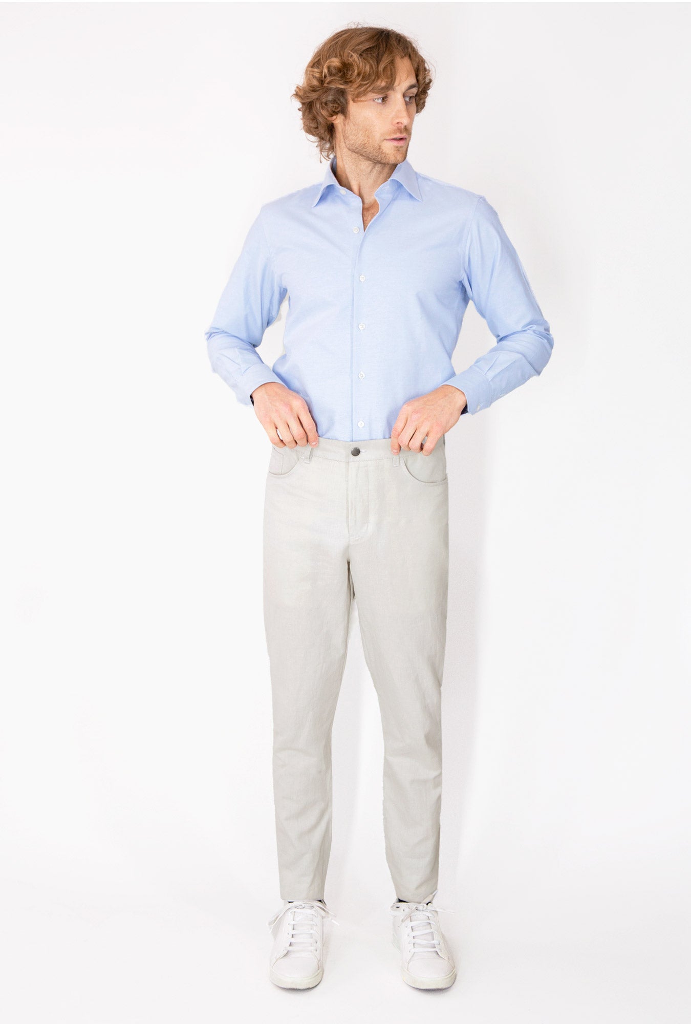PANTALÓN GRIS CLARO 100% LINO - H&F - PANTALON - PANTALÓN GRIS CLARO 100% LINO - HFPTSS220738 - 38 - 