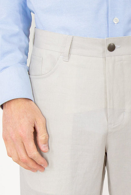 PANTALÓN GRIS CLARO 100% LINO - H&F - PANTALON - PANTALÓN GRIS CLARO 100% LINO - HFPTSS220738 - 38 - 