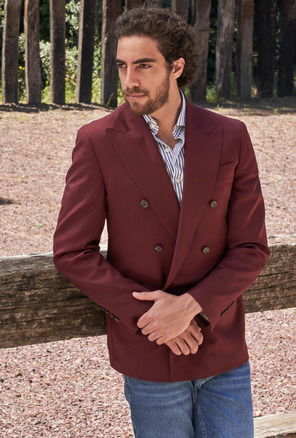 SACO CRUZADO VINO - H&F - SACO - SACO CRUZADO VINO - HFSTSS220246 - 46 - 