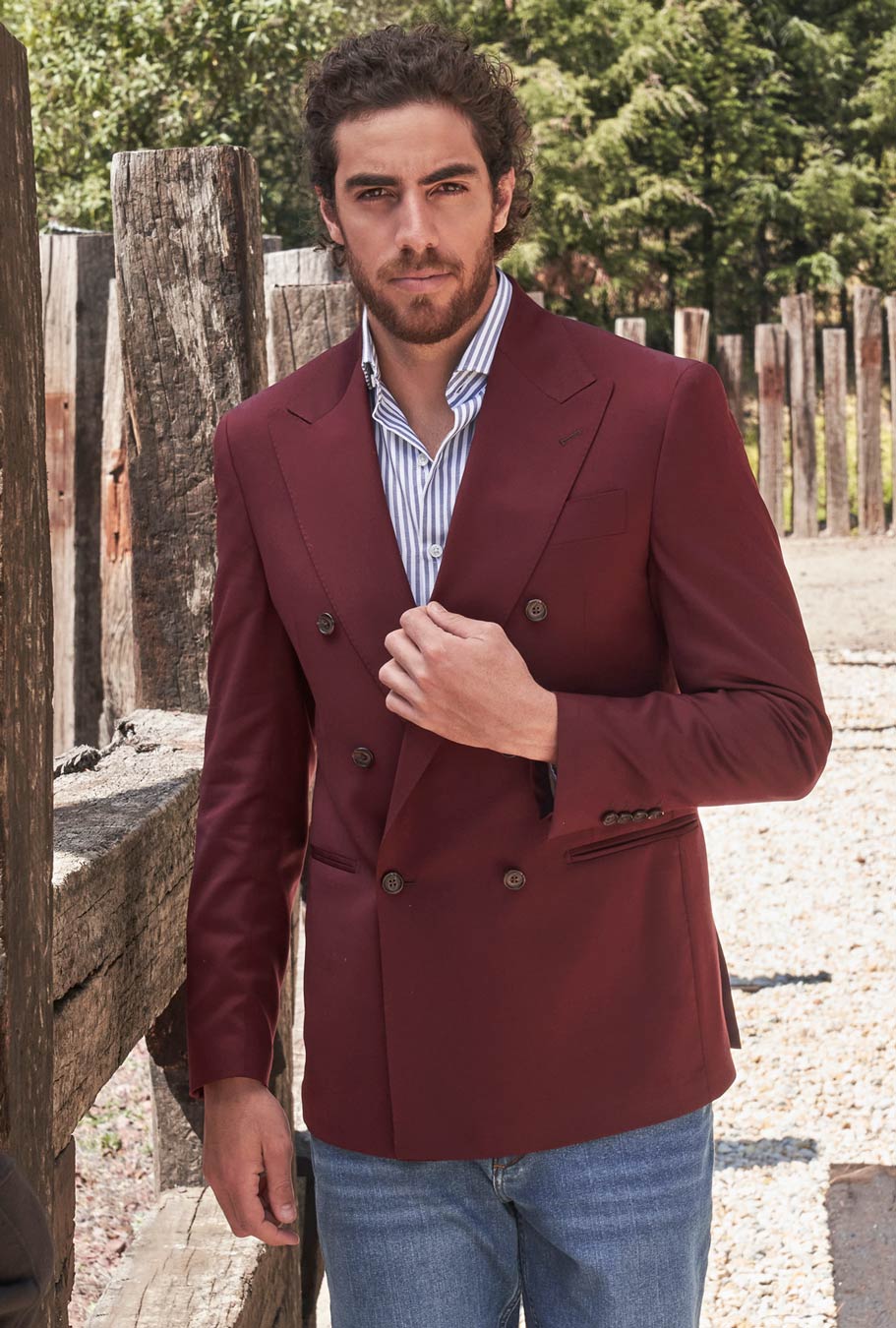 SACO CRUZADO VINO - H&F - SACO - SACO CRUZADO VINO - HFSTSS220246 - 46 - 