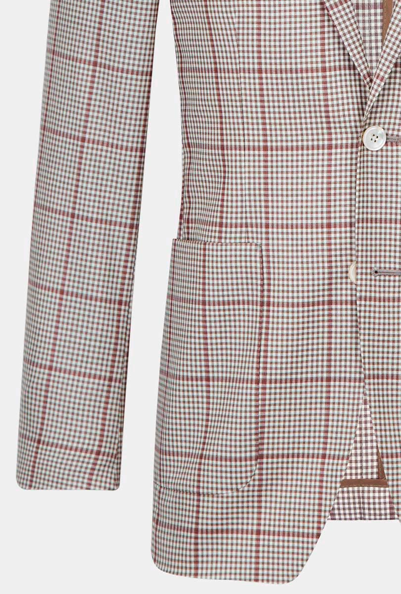 SACO MASCOTA BEIGE CUADRO VINO - H&F - SACO - SACO MASCOTA BEIGE CUADRO VINO - HFSTAW210846 - 46 - 